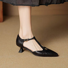 Load image into Gallery viewer, French Retro Camellia-Embellished Ballet Flats - Genuine Leather Stiletto Heels for Women