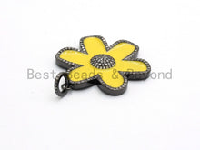 Load image into Gallery viewer, 38mm LARGE NEW Enamel Colorful Flower Pendant,CZ Micro Pave Oil Drop Flower pendant,Enamel pendant,Enamel Jewelry,sku#F573