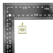 Load image into Gallery viewer, Gold Clear CZ Evil Eye On Square Mother of Pearl Charm Pendant, Sku#LK987