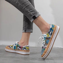 Load image into Gallery viewer, Women's Snake Print Platform Sneakers | Chunky Sole Slip-On Casual Shoes | PU Leather | EU 35-43