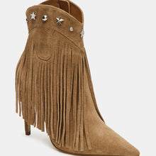 Load image into Gallery viewer, Fringed Studded High-Heel Pointed-Toe Ankle Boots – Side Zipper, Suede, Stiletto Heel | Sarah Express
