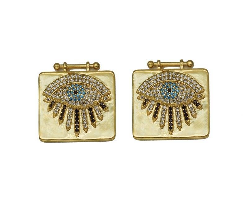 CZ Evil Eye On Square Charm, Sku#L660