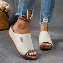 Load image into Gallery viewer, Women's Plus Size Chunky Sole Open Toe Slippers – Casual PU Slides