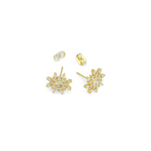 Load image into Gallery viewer, Clear CZ Snowflower Stud Earrings, Sku#A406