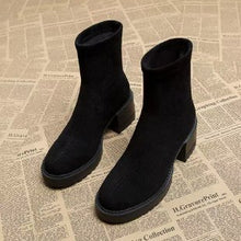 Load image into Gallery viewer, Women's Brown Heeled Ankle Boots – Cutout Back Zipper Mid Heel Booties for Petite Women