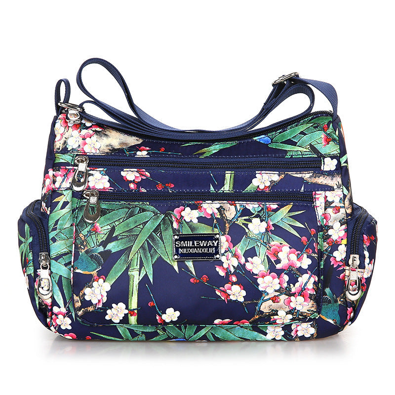 Women's Printed Canvas Shoulder Bag – Floral & Landscape Pattern Crossbody Handbag