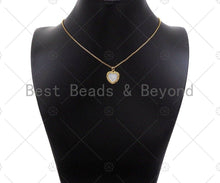 Load image into Gallery viewer, Dainty Mother of Pearl On Heart Shape Pendant/Charm, Bracelet Necklace Natural Mother of Pearl Charm, Heart Pendant Charm, 16x14mm,Sku#L447