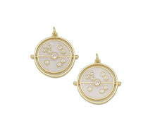 Load image into Gallery viewer, Gold White Enamel with round CZs Coin Charm, Sku#LX151