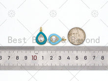 Load image into Gallery viewer, Colorful Enamel Teardrop Shape Pendant, 18K Gold Filled CZ Micro Pave Charm,Necklace Bracelet Charm Pendant,14x19mm,Sku#F1434