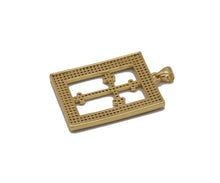 Load image into Gallery viewer, CZ Cross On Rectangle Frame Charm, Sku#LK616
