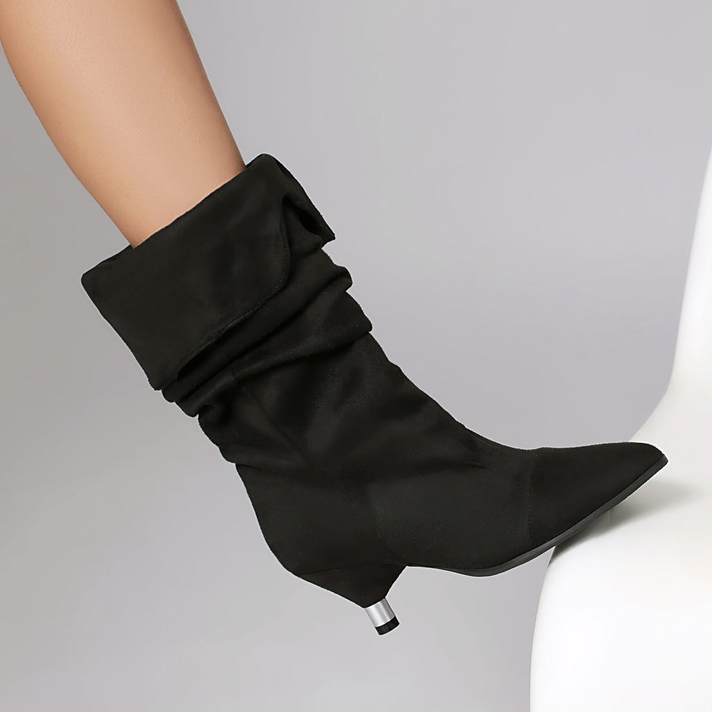 Women's Leopard Print Stiletto Heel Ankle Boots – Pointed Toe, Suede Upper, Turned-Over Cuffs