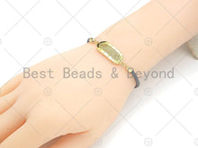 Load image into Gallery viewer, CZ Micro Pave Oval Shape Connector, Clear CZ Bar Connector, 18K Gold Bracelet Connector, 11x30mm, Sku#LK313