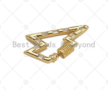 Load image into Gallery viewer, CZ Micro Pave String Heart/Lighting Shape Clasp, CZ Pave Clasp, 18K Gold Carabiner Clasp, 20x18/18x32mm, Sku#FH170