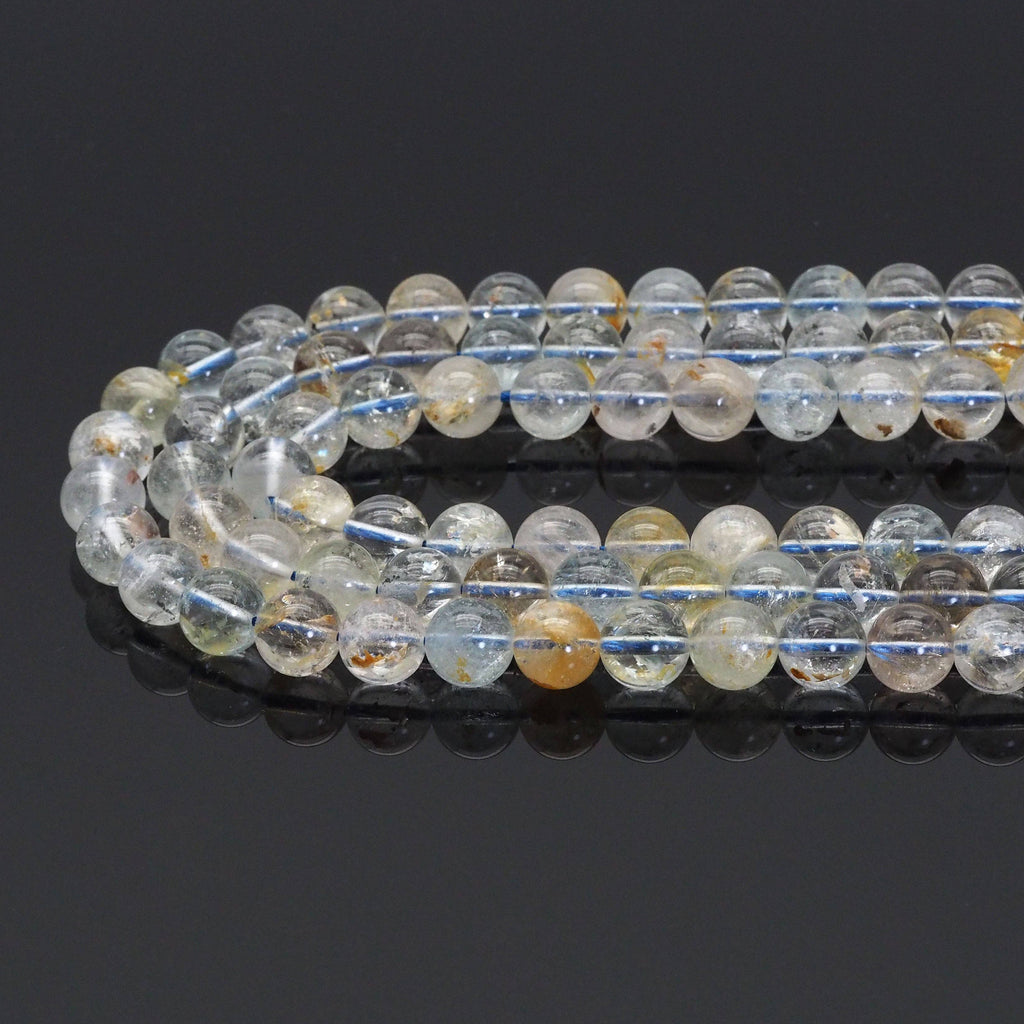 Genuine Yellow Topaz Round Smooth Beads, 6mm/8mm, Sku#U1641