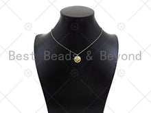 Load image into Gallery viewer, Gold Filled CZ Micro Pave Smiley Face On Round Coin Shape Pendant,18K Gold Filled Smiley Face Charm, Necklace Bracelet Charm,13mm,Sku#LK324
