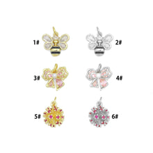 Load image into Gallery viewer, CZ Bee Bow Flower ball Charm Pendant,Sku#A497