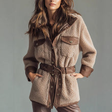 Load image into Gallery viewer, Women's Wear Thickened Lamb Fur Spliced PU Leather Pocket Leather Belt Retro Coat