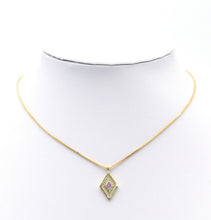 Load image into Gallery viewer, CZ Pave Gold Colorful Opal Rhombus Shape Charm, Sku#F1512