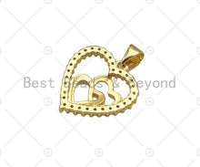Load image into Gallery viewer, CZ Micro Pave Double Heart On Heart Shape Pendant,18K Dainty Gold Charm, Necklace Bracelet Charm Pendant,18x19mm,Sku#JL37