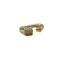 Load image into Gallery viewer, 18K Gold CZ Pave Oval Shape Screw Clasp, Carabiner clasp, Sku#H340