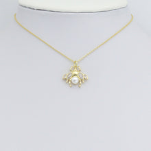 Load image into Gallery viewer, Clear CZ Gold Silver Pearl bee Insect Shape Charm Pendant, Sku#A459