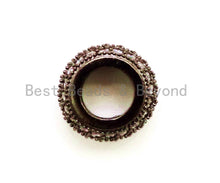 Load image into Gallery viewer, 10x5mm CZ Micro Pave Rondelle Big Hole Spacer Beads, Cubic Zirconia Large Hole Space Beads, Sliding Beads, sku#G76