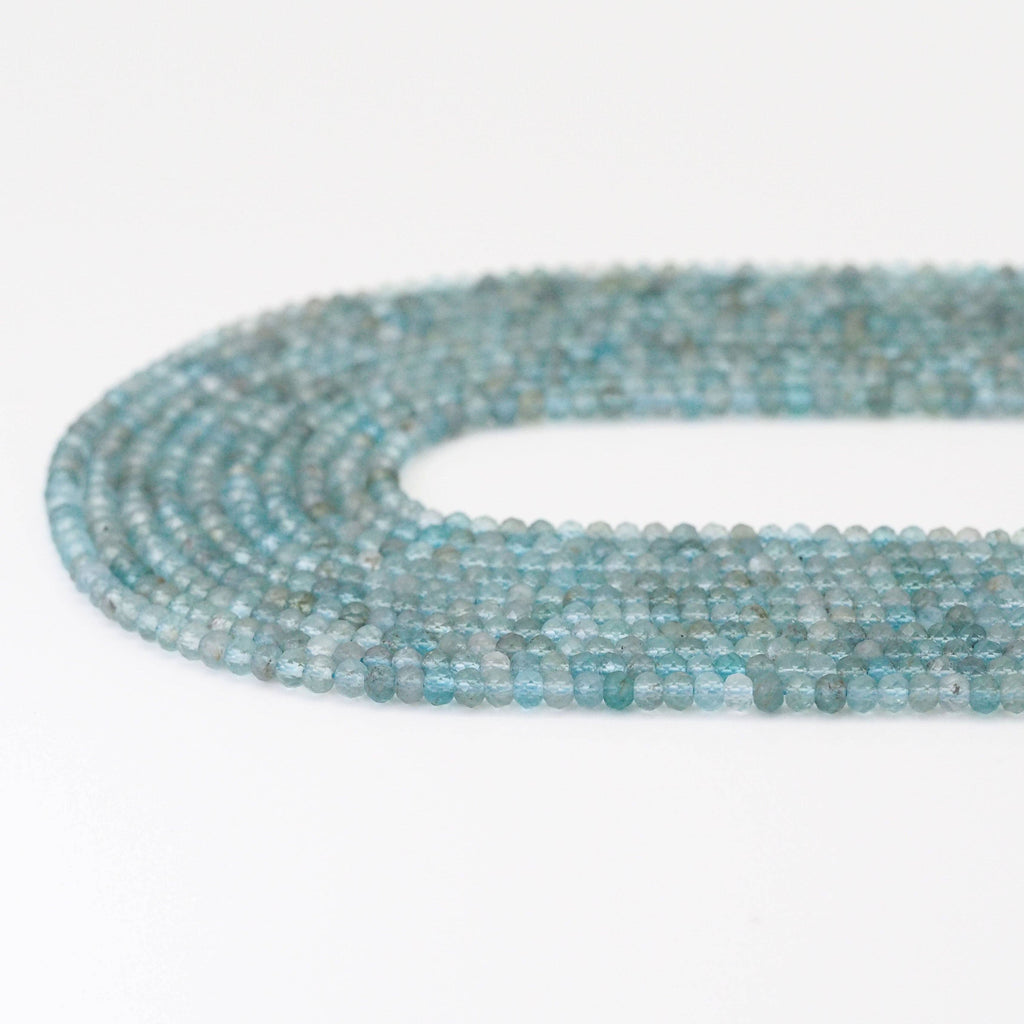 Genuine Blue Apatite Faceted Rondelle Beads, Sku#U1684