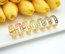 Load image into Gallery viewer, Colorful Enamel Cuban Link Chain Ring, sku#X189