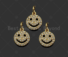 Load image into Gallery viewer, CZ Micro Pave Smiley Face Shape Pendant/Charm,Cubic Zirconia Charm, Necklace Bracelet Earring Charm Pendant,9x11mm, Sku#LK218