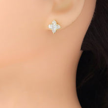 Load image into Gallery viewer, Clear CZ North Star Flower Stud Earrings, Sku#A411