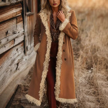 Load image into Gallery viewer, Women's Spring And Autumn Fashion Retro Suede Edge Solid Color Long Wind Jacket