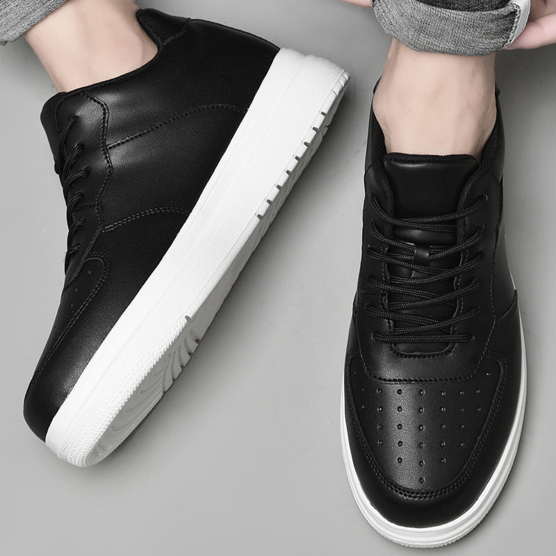 Korean-Style Low-Top Sneakers – Men's & Women's Casual White Shoes | Thick Sole Lace-Up