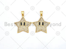 Load image into Gallery viewer, CZ Micro Pave Five Point Star With Eye Shape Pendant/Charm,18K Gold Filled Star Charm, Necklace Bracelet Charm Pendant,21x25mm,Sku#LK379