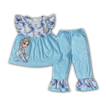 Load image into Gallery viewer, Cute princess flutter sleeve shirt ruffle pants girls boutique clothing set
