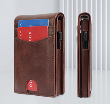 Load image into Gallery viewer, Magnetic Metal Credit Card Case - RFID Protection Leather Wallet