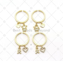 Load image into Gallery viewer, CZ Girl/Boy with Heart On Round Adjustable Ring, Sku#X286