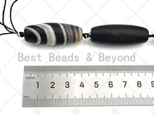 Load image into Gallery viewer, Natural Black Agate Barrel Spacer Beads, Black White Agate S