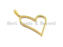 Load image into Gallery viewer, Colorful CZ Micro Pave Open Heart Shape Pendant, Cz Pave Bracelet Necklace Pendant in Gold Finish,35x38mm, sku#F905