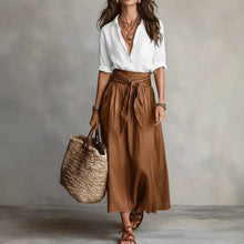 Load image into Gallery viewer, Button-Down Shirt &amp; Straight Skirt Two-Piece Set