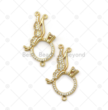 Load image into Gallery viewer, CZ Micro Pave Dolphin On Round Ring Shape Pendant, 18K Gold Filled Dolphin Charm, Necklace Bracelet Charm Pendant, Sku#LK553