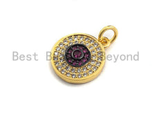 Load image into Gallery viewer, CZ Micro Pave Round Disc Pendant, Green/Black/Fuchsia/Cobalt Cubic Zirconia Big Pave Disc Charm Pendant, 13x15mm,sku#F894