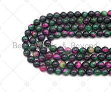 Load image into Gallery viewer, Natural High Quality Ruby Zoisite Tiger Eye Beads,6mm/8mm/10mm/12mm Round Smooth,Red Green Color,15.5" Full Strand, Sku#UA215