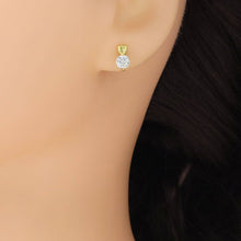 Load image into Gallery viewer, Clear CZ Heart Dot Gold Silver Stud Earrings, Sku#A206