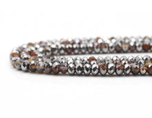 Load image into Gallery viewer, Half Silver-Plated Agate Rondelle faceted Beads, 4x6mm/5x8mm, Sku#UA282