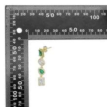 Load image into Gallery viewer, Green Clear CZ rectangle Oval Teardrop Pendant Earrings, Sku