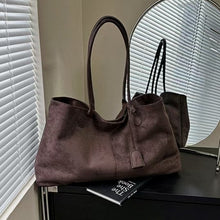 Load image into Gallery viewer, Retro Matte Large-Capacity Tote Bag for Women – Soft Polyester Shoulder Bag