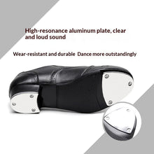 Load image into Gallery viewer, Men's Tap Dance Shoes - Black &amp; White Cowhide Leather Lace-Up Oxford Style