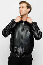 Load image into Gallery viewer, The Claribel Pythn Black Skin Leather Men Jacket