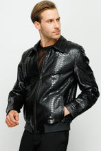 Load image into Gallery viewer, The Claribel Pythn Black Skin Leather Men Jacket