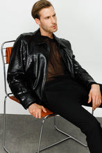 Load image into Gallery viewer, The Claribel Pythn Black Skin Leather Men Jacket